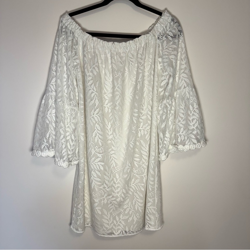 Lilly Pulitzer Elegant White Lace Off-Shoulder Dress Size M